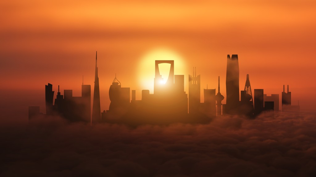 Golden,Hour,Cityscape,Above,The,Clouds,.,Landmarks,Of,Riyadh,